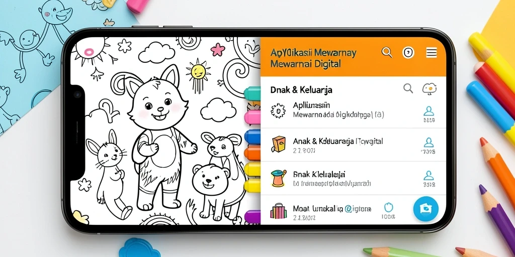 Tampilan antarmuka DY01 dengan berbagai pilihan gambar dan alat mewarnai.