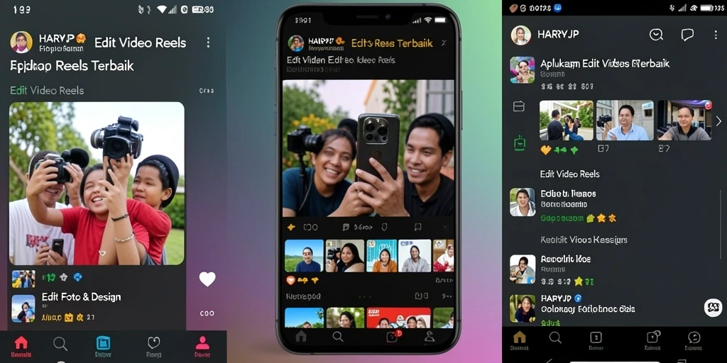 Screenshot utama HARAPJP menampilkan antarmuka aplikasi Edit Video Reels yang intuitif.