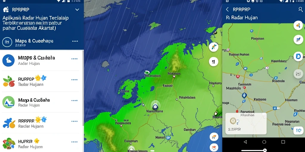Antarmuka aplikasi RPRPRP dengan fitur radar hujan yang informatif.