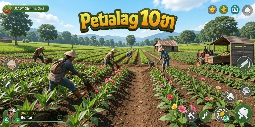 Tampilan antarmuka game Bertani yang menarik dan interaktif.