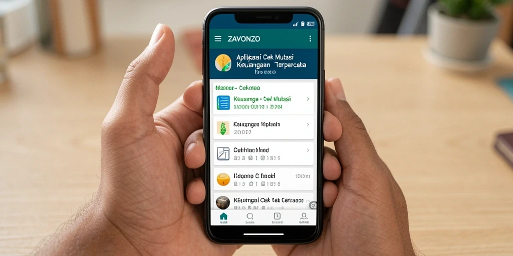 Tampilan antarmuka pengguna ZAVONZO yang sederhana dan informatif.