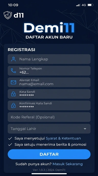 Panduan Registrasi Akun Baru demi11 untuk Android